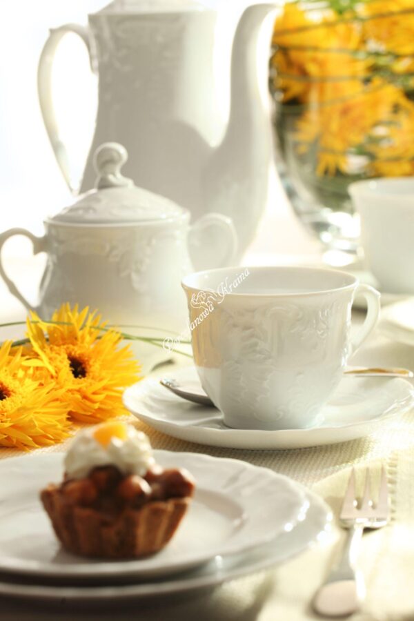 Garnitur do kawy dla 6 osób 18 el. Ćmielów- Rococo Biały 0001