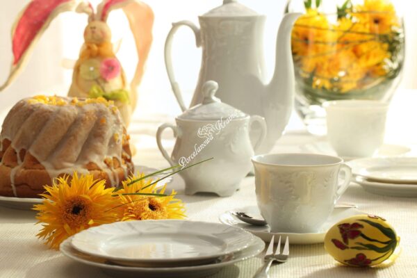 Garnitur do kawy dla 6 osób 18 el. Ćmielów- Rococo Biały 0001