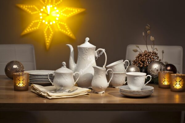 Garnitur do kawy dla 6 osób 18 el. Ćmielów- Rococo Biały 0001